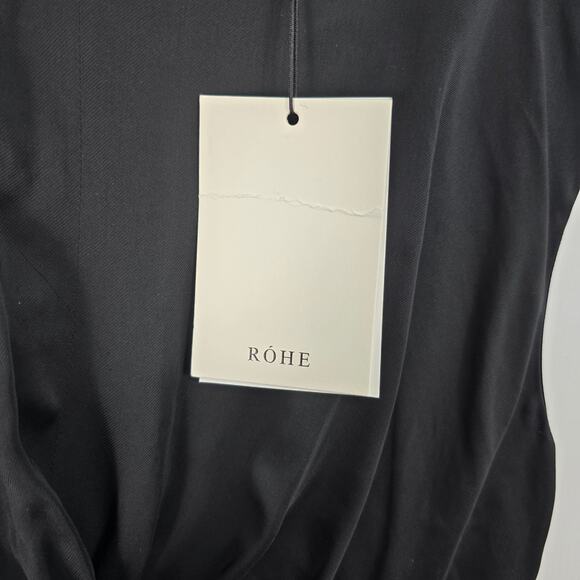Róhe Black Sleeveless Maxi Dress Knot Front Draped Waist Size 36 NWT - Picture 10 of 11
